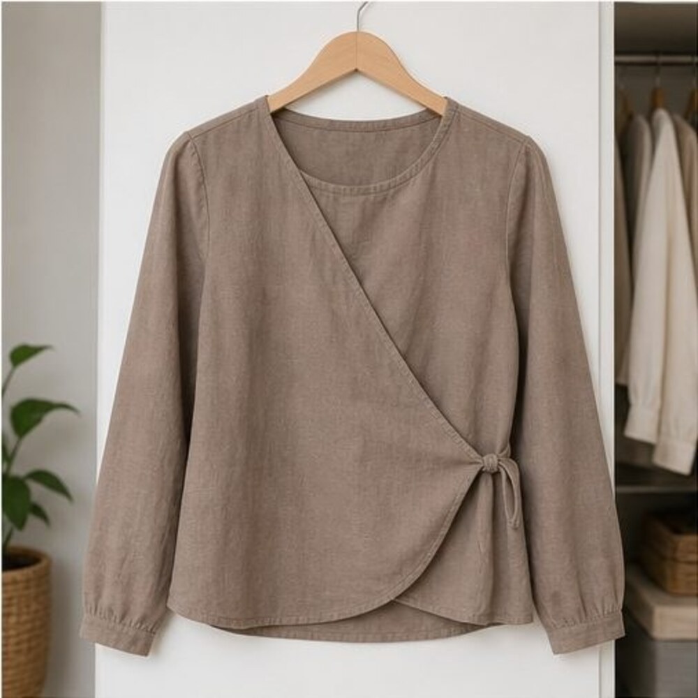Taupe Ruffle Blouse